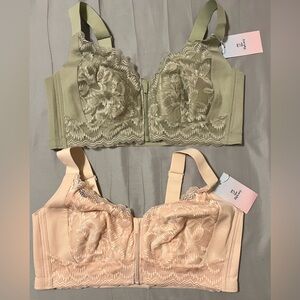 NWT ZipLacy Ultra Soft Front Zip Wireless Lifting Bra Rose Jade Lot of 2 Sz 3XL